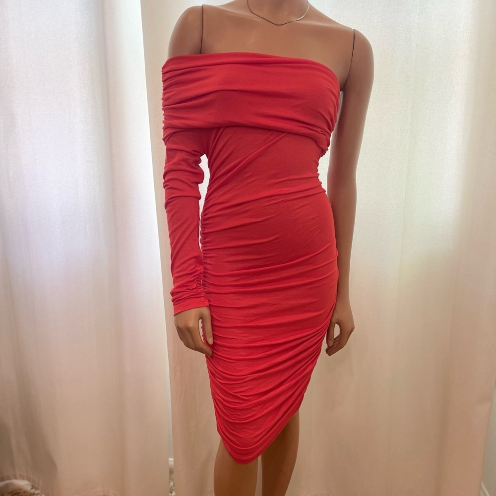 Bloom Coral One Shoulder Cocktail Dress